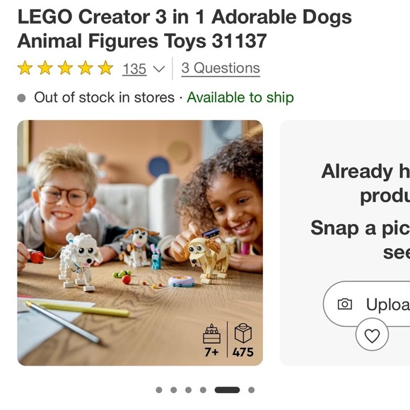 Like New Lego Adorable Dogs 3 in 1 set. Built once. All instructions included. - Picture 9 of 10